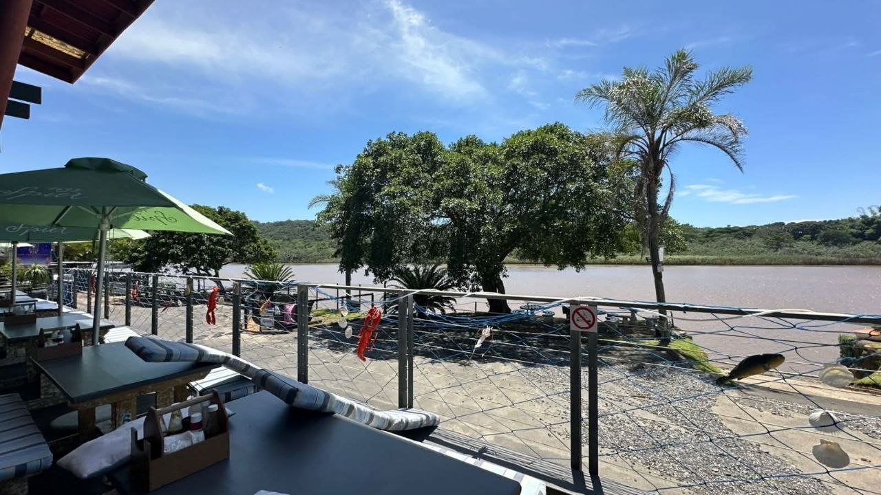 Restaurant interior with waterfront views